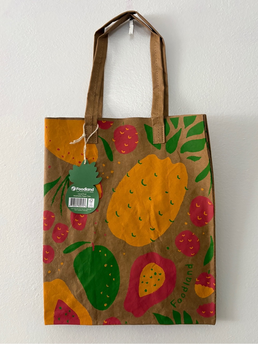 Foodland Hawai’i reusable Local Fruit Washable Paper tote Bag - Brand new